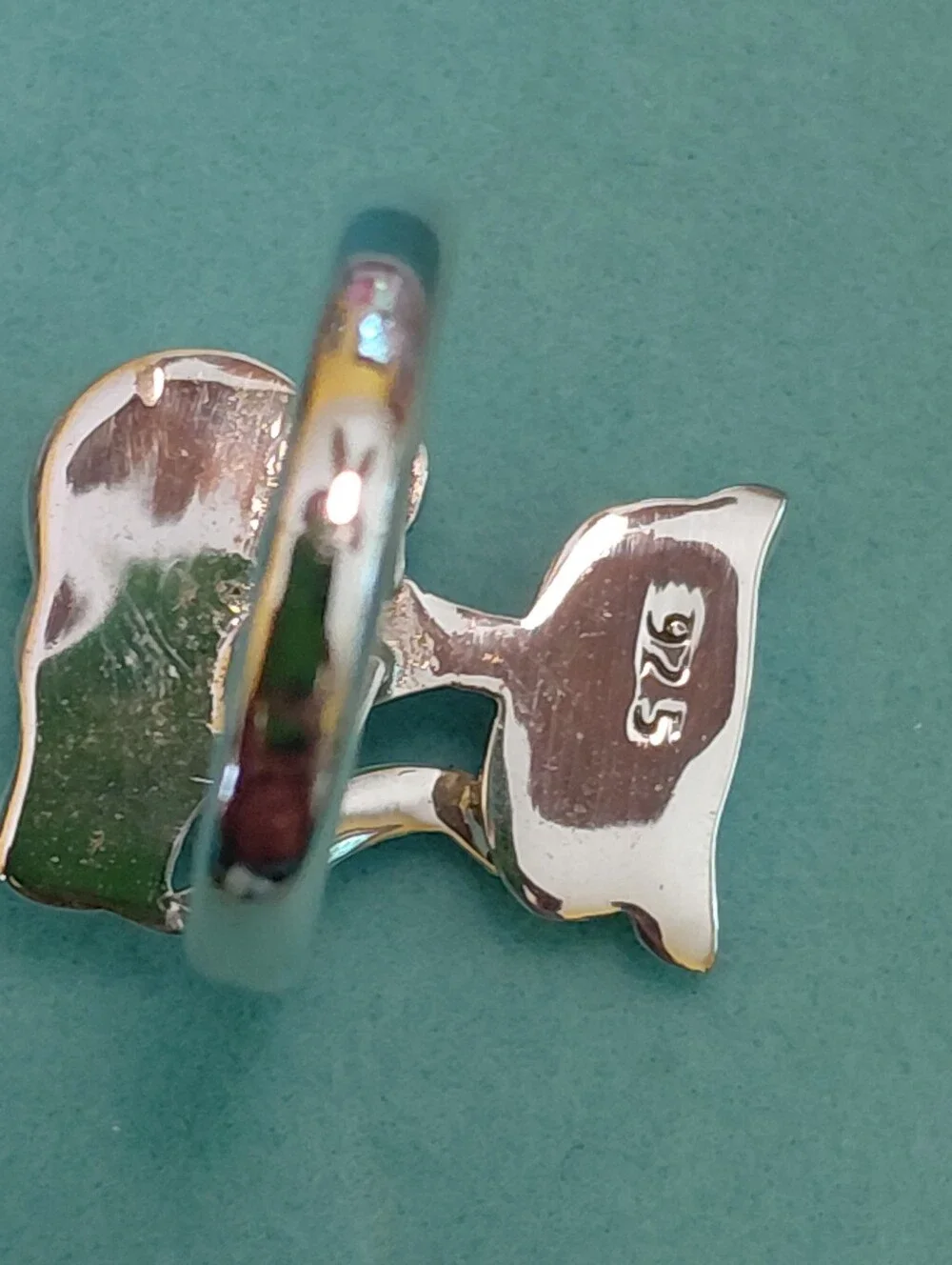 Silver Cat Ring with Turquoise Stone